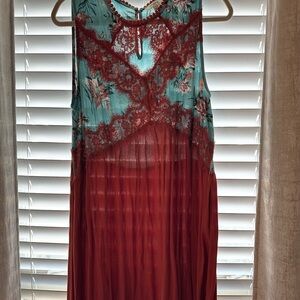 Umgee Floral Lace Overlay Dress